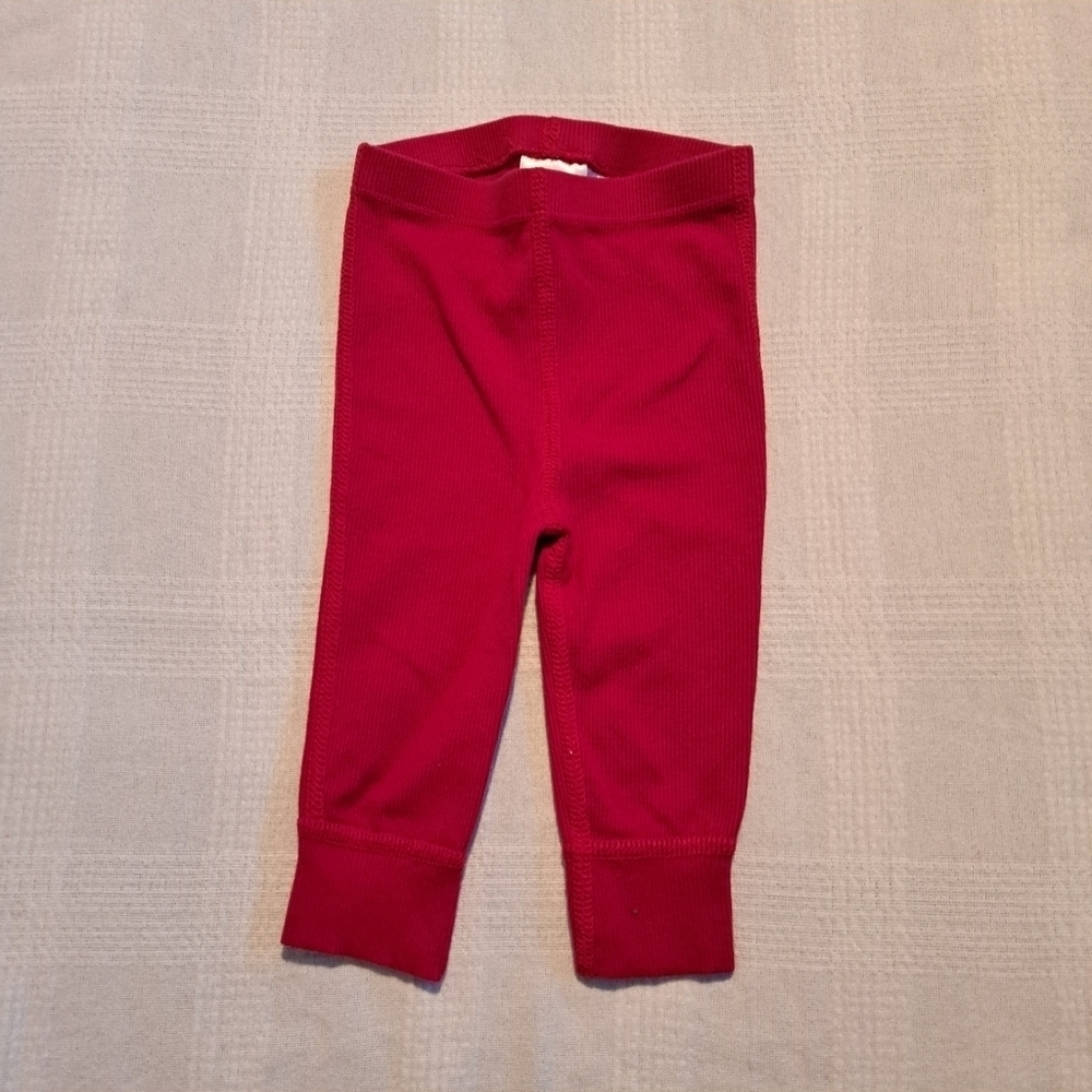 Hanna Andersson girls size 70 or 6-12 months red ribbed leggings, EUC